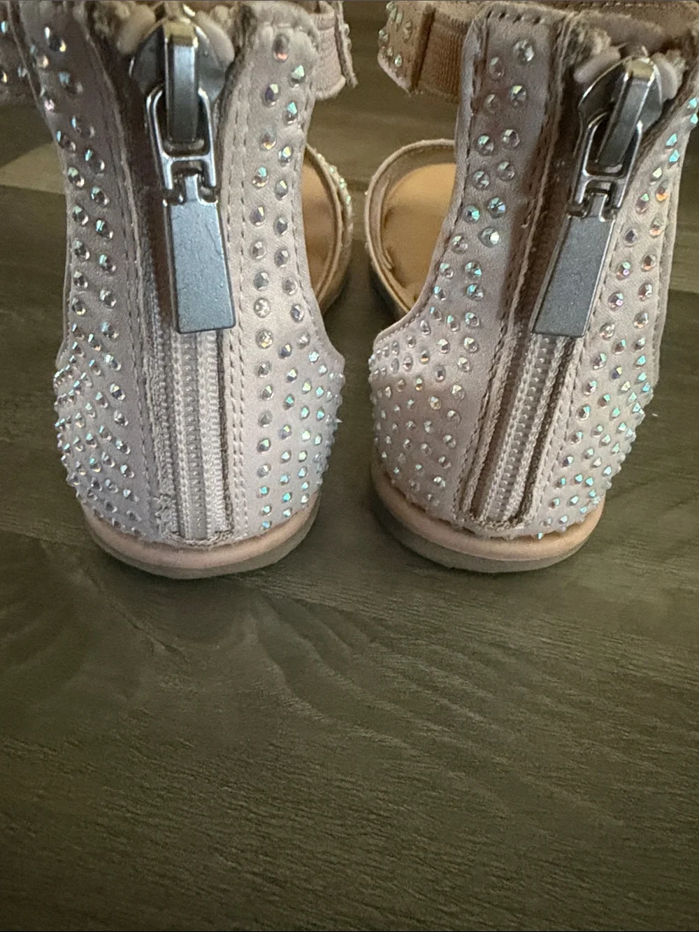 Cat & Jack Blush Jeweled Back-Zip Sandals